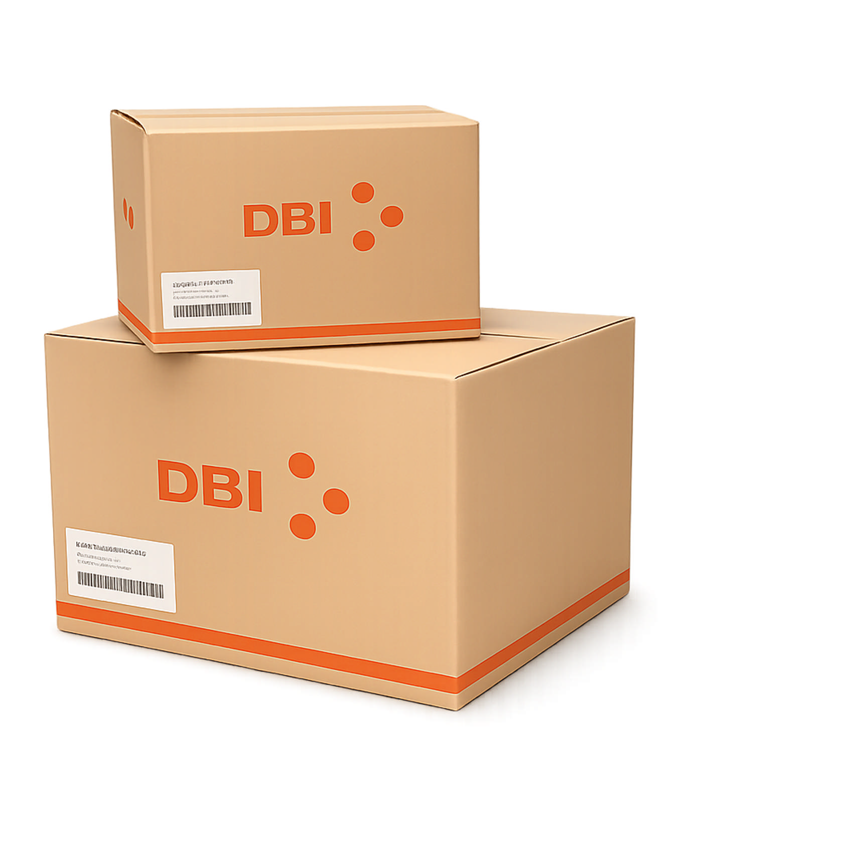 Custom packaging with DBI logo and labels